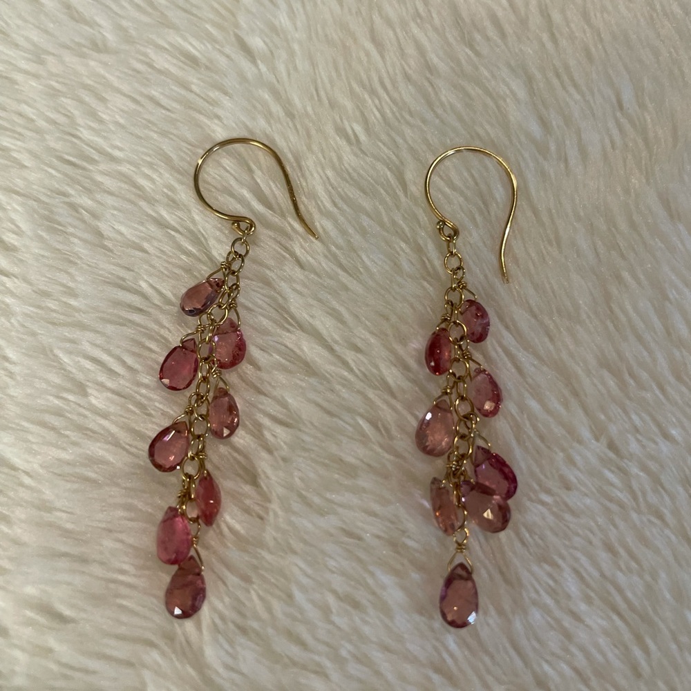 Gorgeous 14k gold and tourmaline earrings